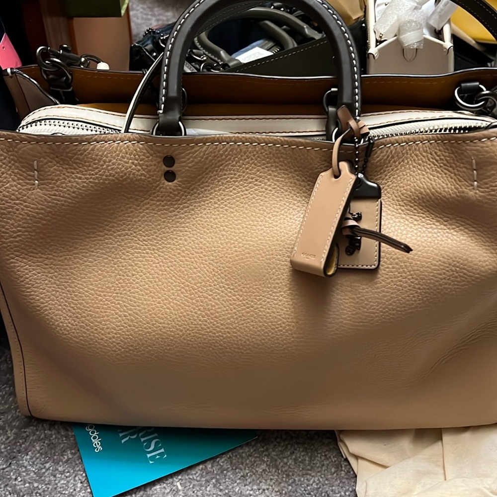 Coach Tan Leather Satchel with Braided Handles